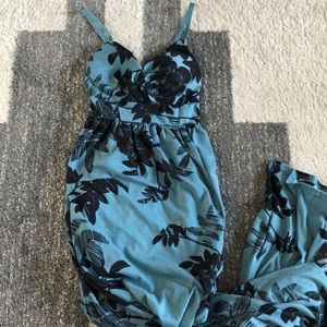 Blue Flowered Maxi Dress -Size XS